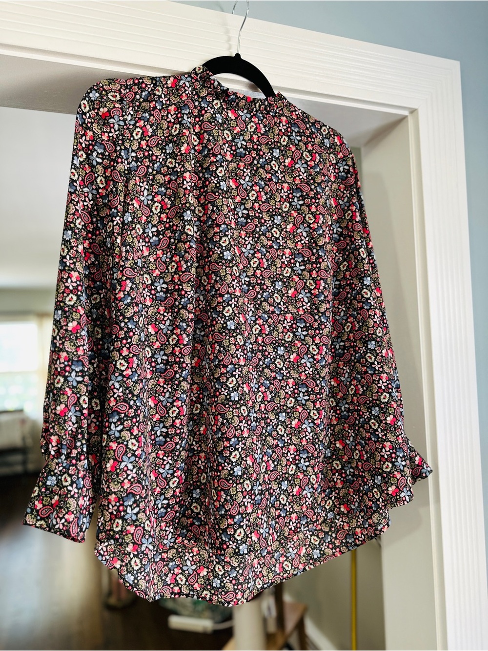 Floral Paisley Blouse in Black & Pink